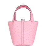 Hermes Micro Picotin Lock 14 Bubblegum Ostrich Palladium Hardware - Image 4