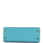Hermes Kelly Sellier 25 Bleu Du Nord Madame Palladium Hardware - Image 6
