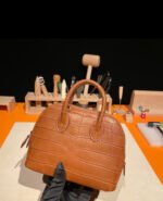 Bolide Mini 18CM Matte crocodile leather brown - Image 9