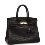 Hermes Birkin 30 Black Matte Alligator Gold Hardware - Image 2