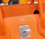 Hermes Birkin platinum bag, orange color, Togo style, fully hand-sewn, silver buckle, 29-42cm customization - Image 8