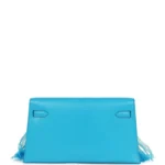 Hermes Kelly Elan Foile Bleu Frida Chevre Chamkila and Ostrich Feathers Palladium Hardware - Image 4