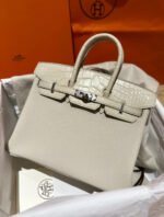 Herm&egrave;s Glacier White 25-30 Touch Crocodile Leather