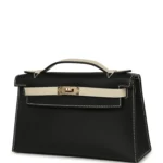 Hermes Special Order (HSS) Kelly Pochette Black and Beton Swift Permabrass Hardware - Image 5