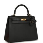 Hermes Kelly Sellier 25 Black Madame and Matte Alligator Touch Gold Hardware - Image 2