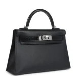 Hermes Kelly Sellier 20 Black Madame and Shiny Varanus Lizard Touch Palladium Hardware - Image 2