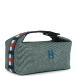 Hermes Bride-A-Brac Au Carre Case PM Vert Foret H Natte Canvas and Wool Palladium Hardware - Image 2