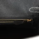Hermes Special Order (HSS) Birkin 25 Gris Perle and Black Matte Alligator Mississippienis Brushed Gold Hardware - Image 9