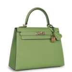 Hermes Special Order (HSS) Kelly Sellier 25 Vert Criquet Epsom Permabrass Hardware - Image 2