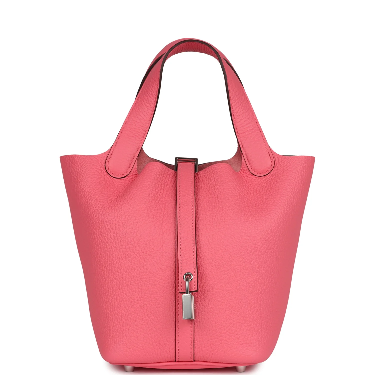 CF39B796-B38A-F30A-96AC-F92740A63F6C.webp Hermes Picotin Lock 18 Rose Azalee Clemence Palladium Hardware - Image 1