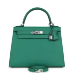 Hermes Kelly Sellier 28 Vert Vertigo Epsom Palladium Hardware