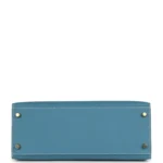 Hermes Kelly Sellier 28 Blue Jean Epsom Gold Hardware - Image 6