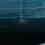 Hermes Kelly Pochette Vert Bosphore Shiny Alligator Gold Hardware - Image 7
