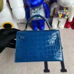 Kelly2 Mini 19 American crocodile skin Blue - Image 6
