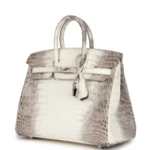 Hermes Birkin 25 Himalaya Niloticus Crocodile Diamond Encrusted Palladium Hardware - Image 5