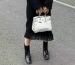 Herm&egrave;s Limited Edition Birkin 25-35 metallic silver customization - Image 3