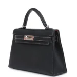 Hermes Special Order (HSS) Kelly Sellier 20 Black Verso Chevre Palladium Hardware - Image 5