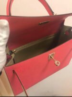 Herm&egrave;s Kelly 25-28 Rose Red Silver Buckle Custom - Image 5