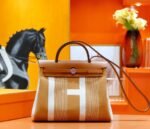 Hermes (Love Hermes) Herbag Limited Edition Letter Design Original Canvas Patch Original Leather Highest Version Silver Buckles 31cm - Image 2