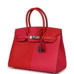Hermes Casaque Birkin Sellier 30 Rouge De Coeur and Rose Extreme Epsom Palladium Hardware - Image 5