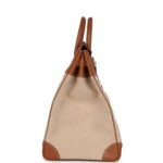 Hermes Birkin HAC 40 Gold Togo and Ecru-Beige Toile H Canvas Palladium Hardware - Image 3