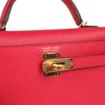 Hermes Kelly Sellier 20 Rose Extreme Epsom Gold Hardware - Image 7