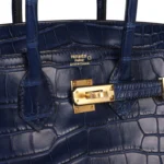 Hermes Birkin 25 Bleu Saphir Matte Alligator Gold Hardware - Image 7