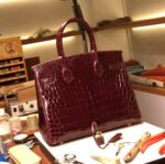 Herm&egrave;s Birkin 25-30 Bordeaux Red Alligator Leather Customization - Image 2