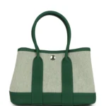 Hermes Garden Party Neo 23 Vert Moyen-Ecru Toile H Canvas and Vert Moyen Negonda Palladium Hardware - Image 4