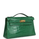 Hermes Kelly Pochette Cactus Shiny Alligator Gold Hardware - Image 2