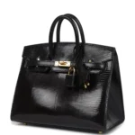 Hermes Birkin Sellier 20 Black Varanus Niloticus Lizard Gold Hardware - Image 5