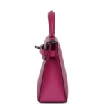 Hermes Special Order (HSS) Kelly Sellier 20 Rose Pourpre Verso Epsom Palladium Hardware - Image 3