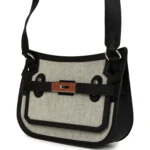 Hermes Mini Jypsiere Black and Ecru Toile H Black Swift Palladium Hardware - Image 5