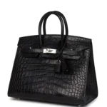 Hermes Birkin Sellier 25 Black Matte Alligator Palladium Hardware - Image 5