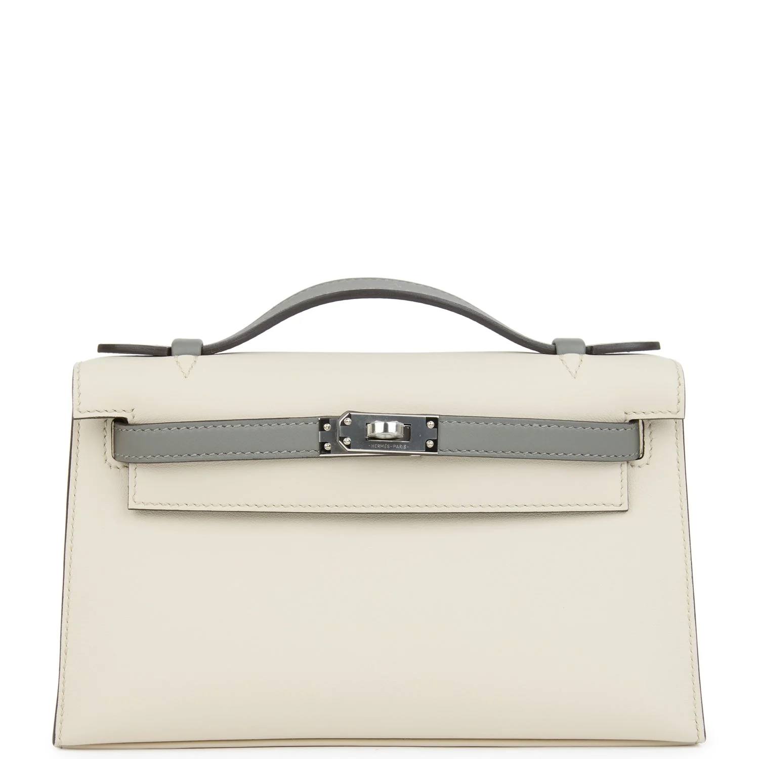 DA8912D8-CB51-301B-BCD2-303FDDDF186E.webp Hermes Special Order (HSS) Kelly Pochette Beton and Gris Meyer Swift Palladium Hardware - Image 1