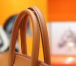 Hermes Birkin gold-plated bag, golden-brown Swift combination, original canvas, fully hand-sewn, silver buckle, 30cm long customization - Image 5