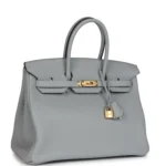 Hermes Birkin 35 Bleu Glacier Togo Gold Hardware - Image 2