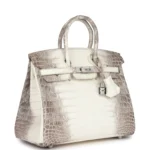 Hermes Birkin 25 Himalaya Niloticus Crocodile Diamond Encrusted Palladium Hardware - Image 2