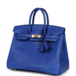 Hermes Birkin 25 Bleu Royal Matte Porosus Crocodile Gold Hardware - Image 5
