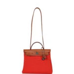Hermes Herbag Zip PM 31 Capucine Toile Militaire & Fauve Vache Hunter Palladium Hardware - Image 7