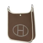 Hermes Neo Evelyne PM Etoupe Officier Canvas and Gris Pale Swift Palladium Hardware - Image 5