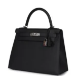 Hermes Kelly Sellier 28 Black Epsom Palladium Hardware - Image 3