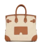 Hermes Birkin 25 Cargo Ecru-Beige Toile H and Gold Swift Palladium Hardware - Image 4