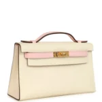 Hermes Special Order (HSS) Kelly Pochette Nata and Rose Sakura Swift Gold Hardware - Image 2