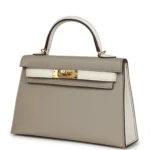 Hermes Special Order (HSS) Kelly Sellier 20 Gris Tourterelle and Nata Chevre Gold Hardware - Image 5