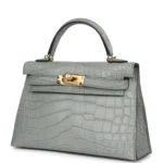 Hermes Kelly Sellier 20 Gris Ciment Matte Alligator Gold Hardware - Image 5