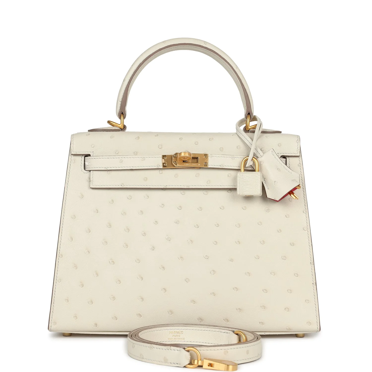 E276BAB6-CD83-9698-62C5-4014E2E1159E.webp Hermes Special Order (HSS) Kelly Sellier 25 Beton Ostrich Verso Brushed Gold Hardware - Image 1