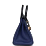 Hermes Birkin 25 Bleu Saphir Taurillion Novillo and Bleu Marine Matte Alligator Touch Rose Gold Hardware - Image 3