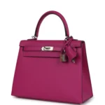 Hermes Kelly Sellier 25 Rose Pourpre Epsom Palladium Hardware - Image 5
