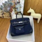 HERM&Egrave;S Limited Edition Birkin Cargo 25-35 in Gold Swift leather and Canvas with Palladium hardware customization - Image 2
